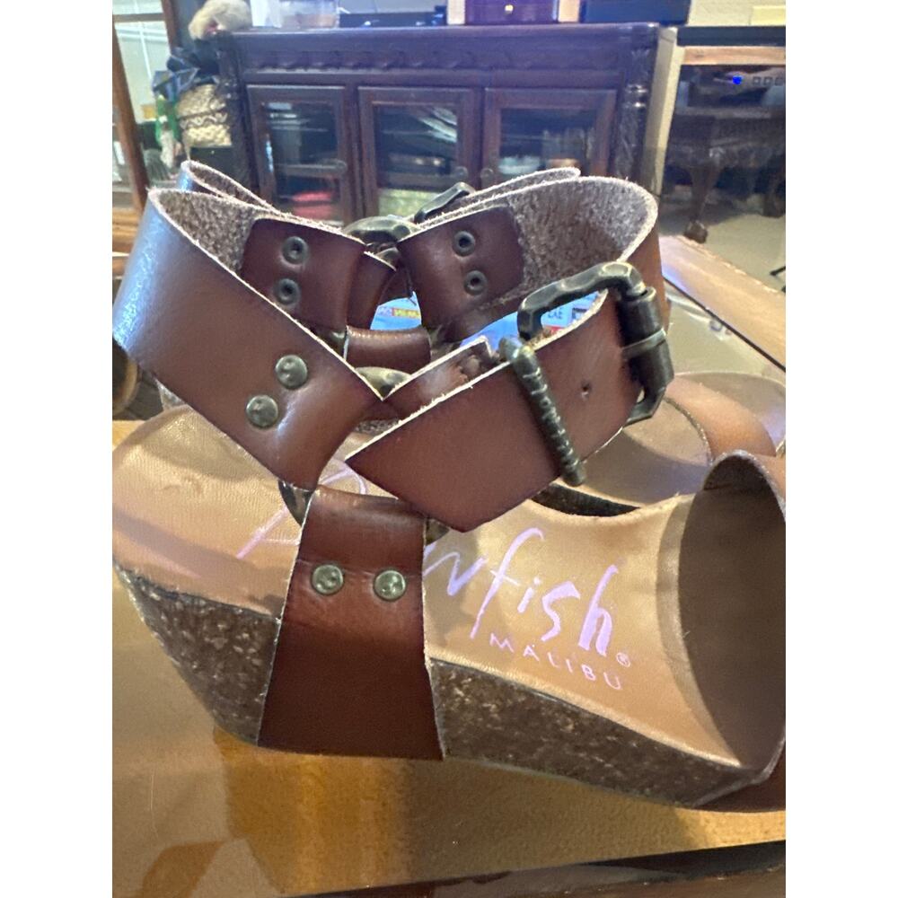 ⭐️ Women’s Blowfish Brown Wedfe Sandals Size 7. Boho Rustic Hippie Chic - Picture 4 of 6